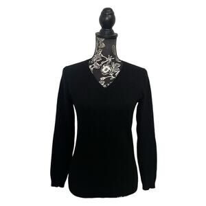 Charter Club Luxury 100% Cashmere V-Neck Pullover Sweater Black - Size Small